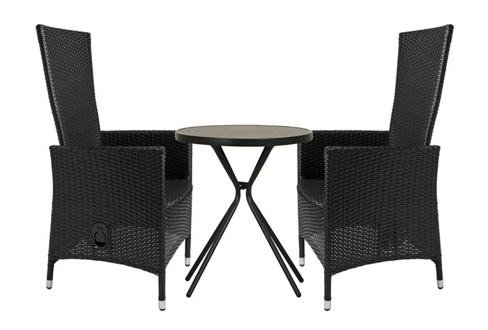 Cafébord Monaco Svart/Grå Ø60 cm Sunlife